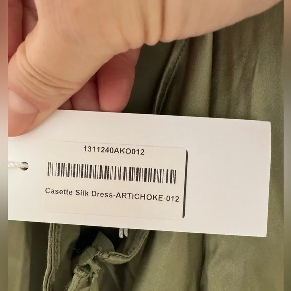 Reformation NWT Casette Silk Dress Size 12 in Artichoke - Picture 10 of 14